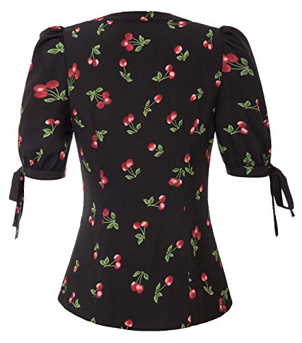 Ropa de Mujer de 1950 Camisas de Fiesta de Noche de Verano Tops Plisados ​​Delanteros Negro BPS02126-2_S