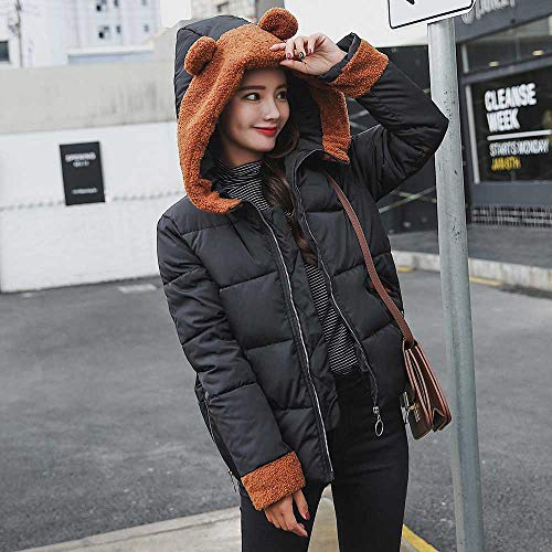 Ropa Mujer Invierno 2018-2019 Juvenil Mujer Abrigo de Piel sintética Calor de Grueso Cálido Cremallera Chaqueta con Capucha de Orejas