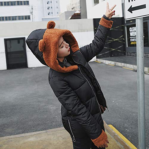 Ropa Mujer Invierno 2018-2019 Juvenil Mujer Abrigo de Piel sintética Calor de Grueso Cálido Cremallera Chaqueta con Capucha de Orejas