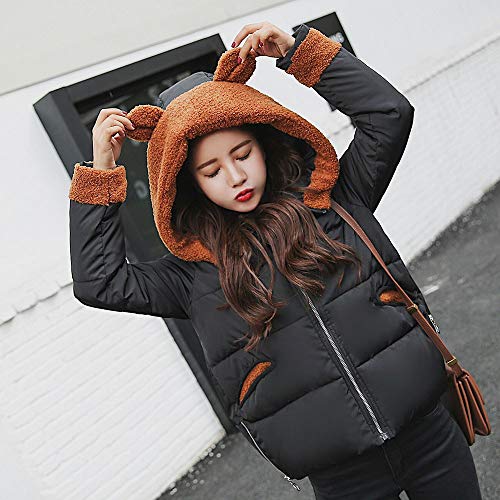 Ropa Mujer Invierno 2018-2019 Juvenil Mujer Abrigo de Piel sintética Calor de Grueso Cálido Cremallera Chaqueta con Capucha de Orejas