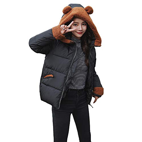 Ropa Mujer Invierno 2018-2019 Juvenil Mujer Abrigo de Piel sintética Calor de Grueso Cálido Cremallera Chaqueta con Capucha de Orejas