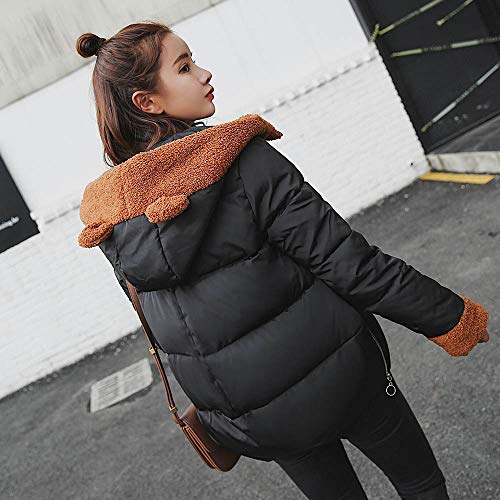 Ropa Mujer Invierno 2018-2019 Juvenil Mujer Abrigo de Piel sintética Calor de Grueso Cálido Cremallera Chaqueta con Capucha de Orejas