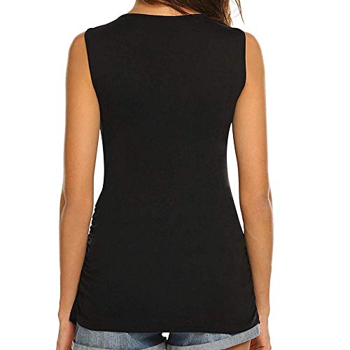 Ropa para Premamá Vestidos para Premamá Vestidos Mujeres Lactantes Color Sólido Sin Mangas Camiseta Encaje Cruzado Blusa Embarazada Verano Mujeres Algodón Ropa Suave-Black_XXL