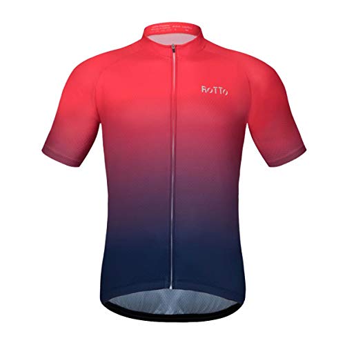 ROTTO Maillot Ciclismo Hombre Camiseta Ciclismo Manga Corta Ropa Ciclista para Bicicleta de montaña con Bolsillo