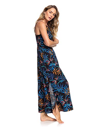 Roxy Capri Sunset - Vestido Largo De Tiras para Mujer Vestido Largo De Tiras, Mujer, Anthracite Wild Leaves, L