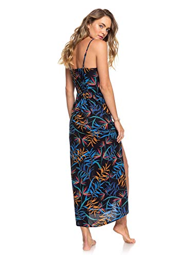 Roxy Capri Sunset - Vestido Largo De Tiras para Mujer Vestido Largo De Tiras, Mujer, Anthracite Wild Leaves, S