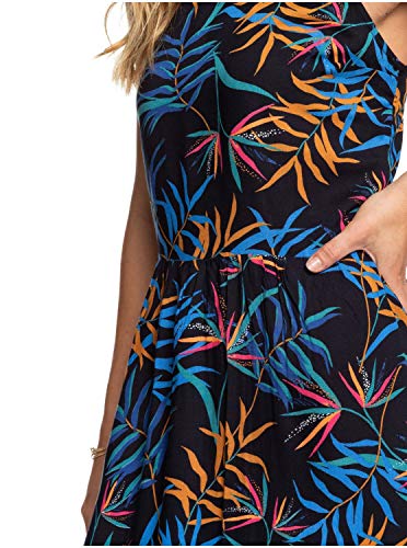 Roxy Capri Sunset - Vestido Largo De Tiras para Mujer Vestido Largo De Tiras, Mujer, Anthracite Wild Leaves, S