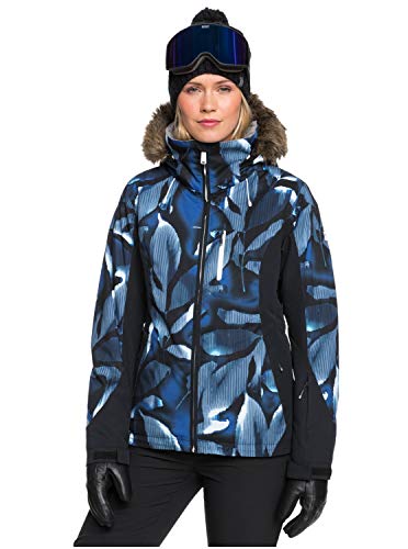Roxy Jet Ski Premium-Chaqueta para Nieve para Mujer, Mazarine Blue Striped Leaves, XXL