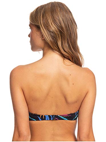 Roxy Lahaina Bay - Top De Bikini Bandeau Moldeado para Mujer Conjunto De Bikini Bandeau, Mujer, Anthracite Wild Leaves s, M