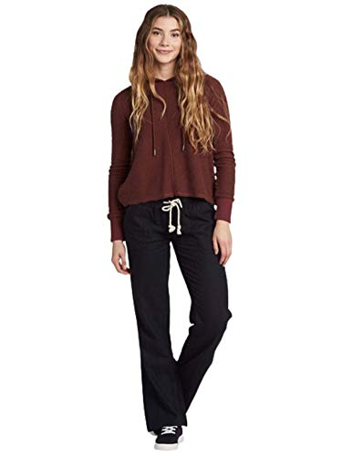 Roxy Oceanside Pantalón De Lino con Pata Ancha, Mujer, Negro (True Black), M