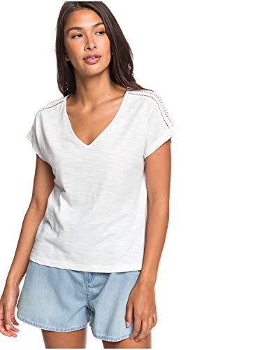 Roxy Starry Dream - Top De Manga Corta con Escote En Pico para Mujer Top De Manga Corta con Escote En Pico, Mujer, Snow White, S