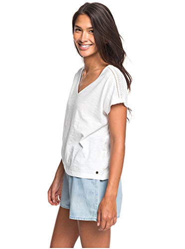 Roxy Starry Dream - Top de Manga Corta con Escote en Pico para Mujer Top de Manga Corta con Escote en Pico, Mujer, Snow White, XS