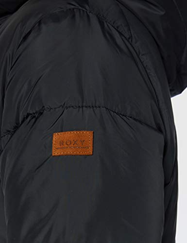Roxy Storm Warning - Chaqueta Resistente Al Agua De Corte Amplio Con Capucha Y Acolchado Para Mujer Chaqueta Resistente Al Agua De Corte Amplio Con Capucha Y Acolchado, Mujer, anthracite, M