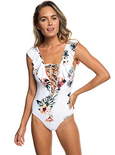 Roxy Traje de baño de una pieza con estampado suave para mujer. - blanco - Small