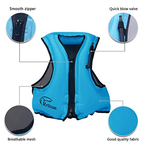 Rrtizan Unisex Chaleco de Flotación Inflable Portátil Adulto, Chaleco de Nadada, Ayuda de la Nadada, Snorkeling, Chaleco de Pesca, Natación，Apto para 80 – 220lbs