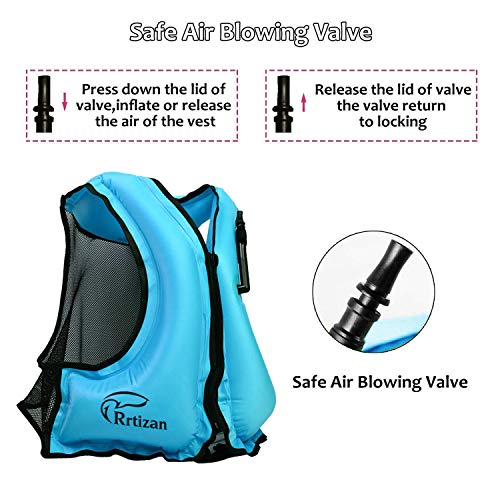 Rrtizan Unisex Chaleco de Flotación Inflable Portátil Adulto, Chaleco de Nadada, Ayuda de la Nadada, Snorkeling, Chaleco de Pesca, Natación，Apto para 80 – 220lbs