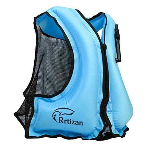 Rrtizan Unisex Chaleco de Flotación Inflable Portátil Adulto, Chaleco de Nadada, Ayuda de la Nadada, Snorkeling, Chaleco de Pesca, Natación，Apto para 80 – 220lbs