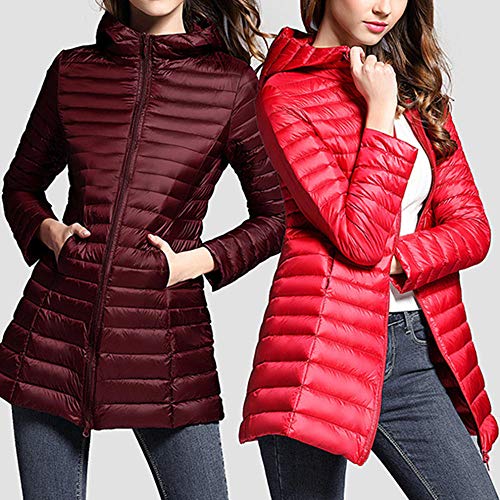 RYDRQF fsh-901 - Chaqueta de invierno para mujer, muy ligera, con capucha, Mujer, rosa, large