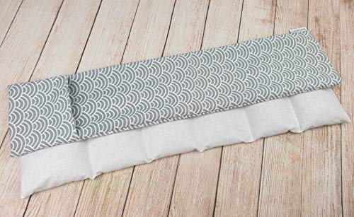 Saco térmico cervical extralargo de semillas de trigo con funda lavable 63x15cm (Kimono Gris)