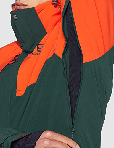 SALOMON Icerocket Jkt M Chaquetón con Capucha para esquí, Mezcla de sintéticos, Hombre, Verde/Rojo (Green Gables/Cherry Tomato), XL