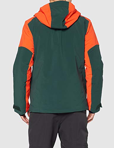 SALOMON Icerocket Jkt M Chaquetón con Capucha para esquí, Mezcla de sintéticos, Hombre, Verde/Rojo (Green Gables/Cherry Tomato), XL