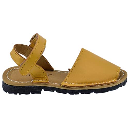Sandalia Ibicenca o Menorquina niña o niño de Piel Color melocotón de Guxs Color: Amarillo Talla: 24