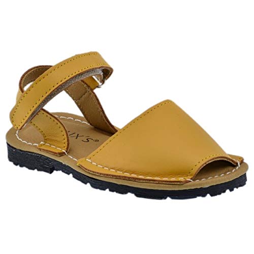 Sandalia Ibicenca o Menorquina niña o niño de Piel Color melocotón de Guxs Color: Amarillo Talla: 24