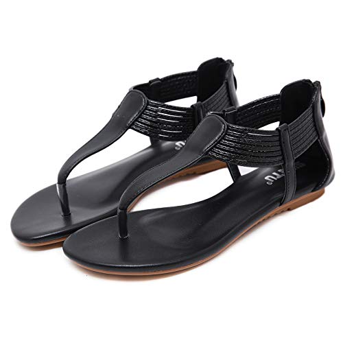 Sandalias Planas de Verano para Mujer Tanga Bohemia con Correa en T Zapatos de Tanga Chanclas