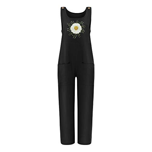 Sangool Mono de peto para mujer, estilo informal, bohemio, con estampado de flores, estilo retro, suelto, largo Estilo 03 XL