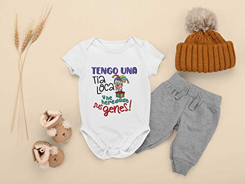 SAQUITOMAGICO Body bebe algodón divertidos para tios y tias. Bodys con frases graciosas (tia loca, 6-9 meses)