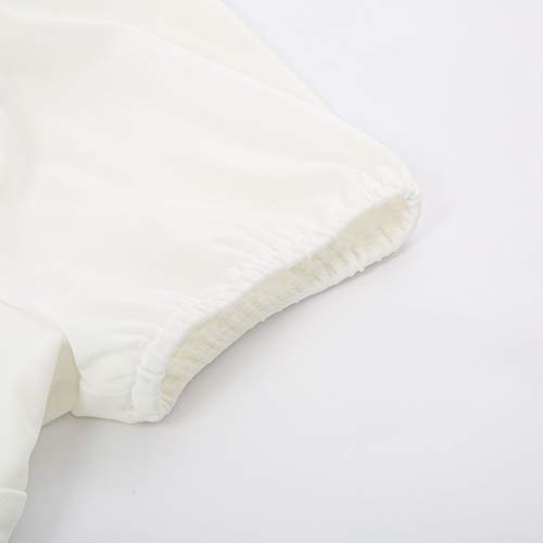 SCARLET DARKNESS Camisa Medieval de Mangas Cortas con Escote Cuadrado para Mujer S Blanco