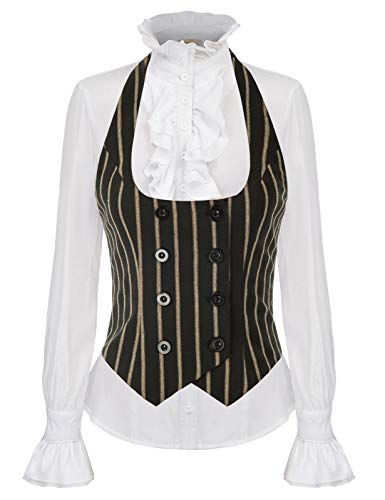 SCARLET DARKNESS Mujer Chaleco Medieval con Doble Botonadura para Fiesta XL Rayas