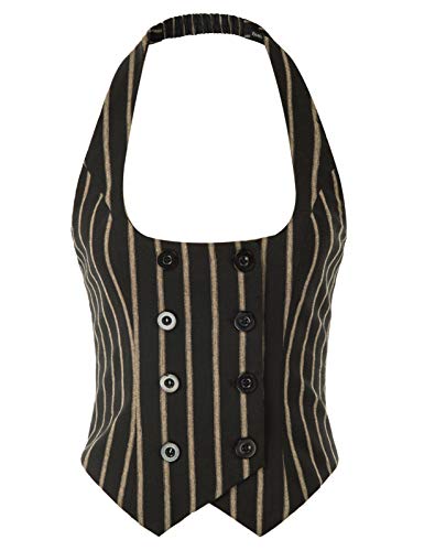 SCARLET DARKNESS Mujer Chaleco Medieval con Doble Botonadura para Fiesta XL Rayas