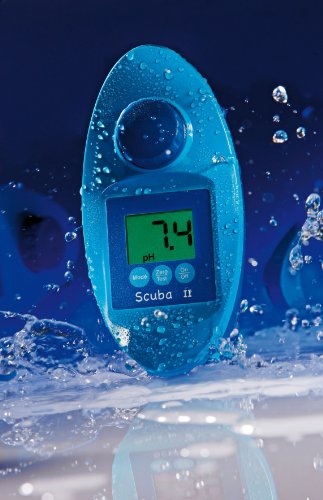 SCUBA II – Probador de piscina electrónico Scuba II + Pastillas – para medición de cloro y pH – Medidor de agua para piscinas privadas 