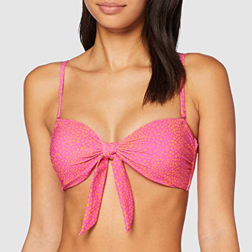 Seafolly Safari Spot Twist Tie Front Bandeau Parte de Arriba de Bikini, Multicolor (Ultra Pink Ultra Pink), 80B (Talla del Fabricante: 8) para Mujer