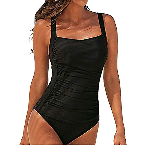 SEDEX Bañadores Mujer Trajes de Baño Una Pieza Retro Push Up Halter Elegante Monokini Bañador Natacion Reductor Tankini Ropa de Baño con Relleno, Negro L