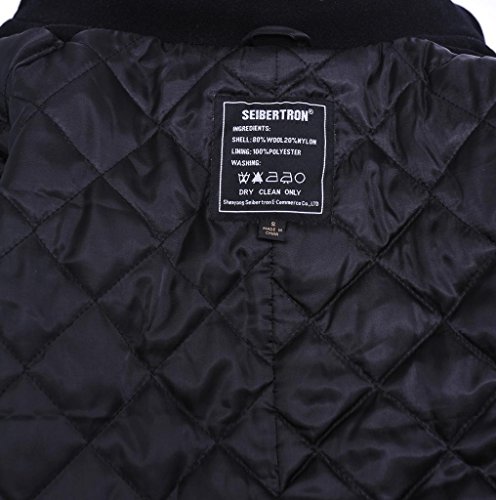 Seibertron Hombres Abrigo de Lana Tipo US Navy 80% Pea Coat USN Lana Negro S