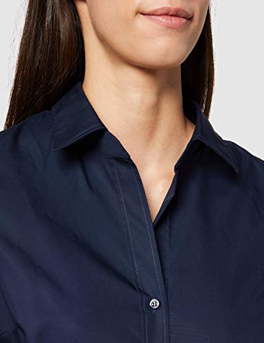 Seidensticker Damen Bluse – Bügelfreie, taillierte Hemdbluse für eine Feminine Silhouette und optimalen Tragekomfort – Langarm – 100% Baumwolle, Azul (Dunkelblau 18), Small para Mujer