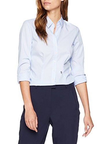 Seidensticker Hemdbluse Langarm Slim Fit Gemustert Bügelfrei Blusas, Azul (Hellblau 11), 46 para Mujer
