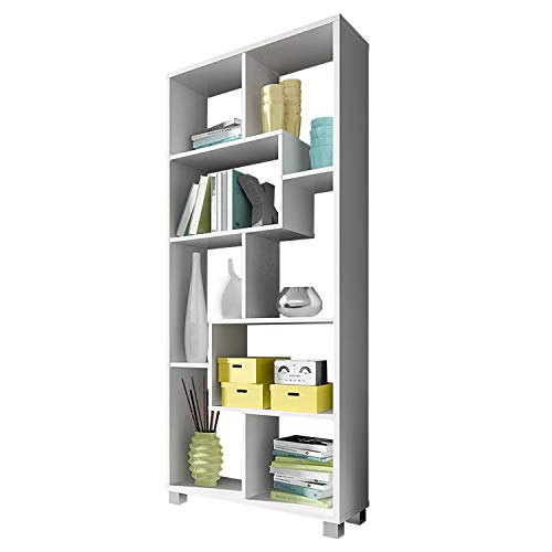 SelectionHome Estantería Multiposición, Librería para Salón o Oficina, Modelo Deluxe, Color Blanco Mate, Medidas: 68,5 cm (Ancho) x 161 cm (Alto) x 25 cm (Fondo)