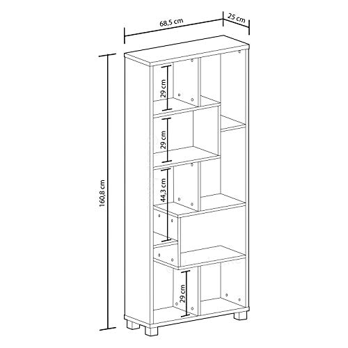 SelectionHome Estantería Multiposición, Librería para Salón o Oficina, Modelo Deluxe, Color Blanco Mate, Medidas: 68,5 cm (Ancho) x 161 cm (Alto) x 25 cm (Fondo)