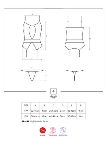 Selente Conjunto de lencería para Mujeres, Hecho en UE, L/XL, Negro-Cuentas