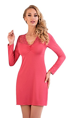 Selente Sweet Dreams - Camisón de noche para mujer (fabricado en la UE) sin mangas, con mangas largas o bata a juego Manga larga coral. 38
