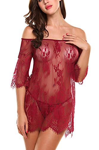 Señoras De Encaje Noche Calentamiento Ella Vestido De Noche Chemise Calentamiento Atractivo Pura Lencería Lencería Conjunto De Lencería Debajo De Un Brillo Cálido Vestido Bikini Cubrir