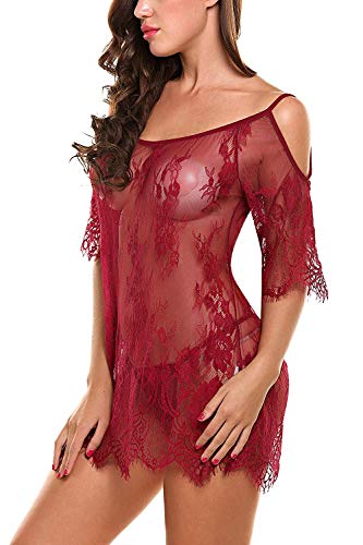 Señoras De Encaje Noche Calentamiento Ella Vestido De Noche Mode De Marca Chemise Calentamiento Atractivo Pura Lencería Lencería Conjunto De Lencería Debajo De Un Brillo Cálido Vestido Bikini Cubrir