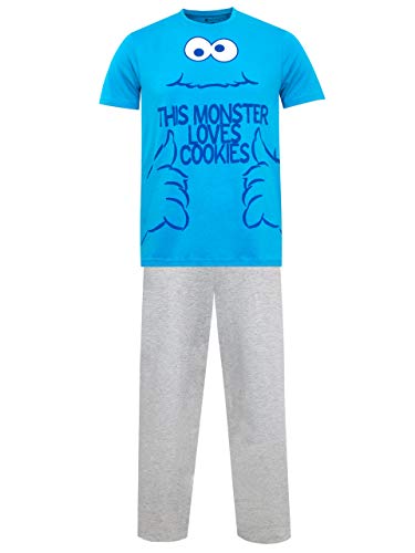 Sesame Street Pijama para Hombre Monstruo de Las Galletas Azul Medium