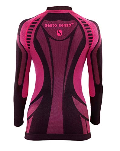 Sesto Senso® Camiseta Térmica Mujer Ropa Interior de Compresión Manga Larga Camisa Funcional Termo Activo (M, Rosa)