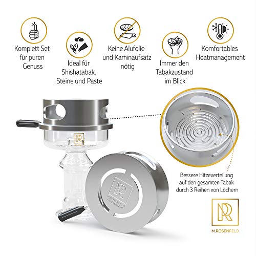 Set Cazoleta + Gestor Calor Shisha – Juego de Cazoletas Cachimba Vidrio primeira calidad y Gestor de Calor Shisha – Base Cazoleta Shisha con Múltiples Anillos, Adaptando a Todas Sishas Cachimbas