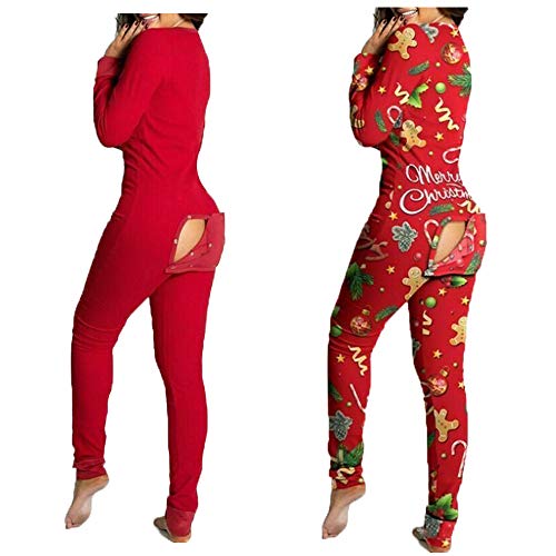 Sexy Pijama Mujer Mono señora Pijama Traje Trasero Trasero Trasero Abierto Culo Loungewear (Negro, S)