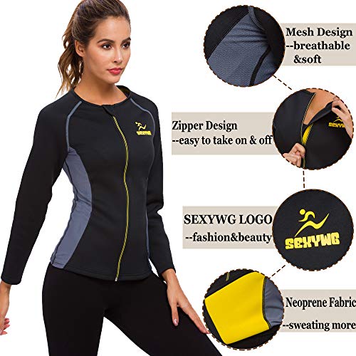 SEXYWG Traje Sauna De Mujer Neopreno Completo Abrigo, Trajes De SudoracióN Bajar De Peso, Quema Grasa Abdominal Adelgazante Perder Barriga, Sweat Sauna Suit para Sudor